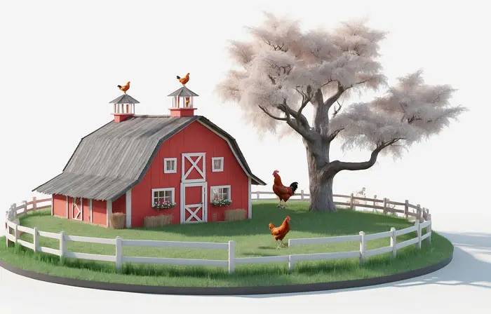 Classic Farmhouse 3D Model Illustration